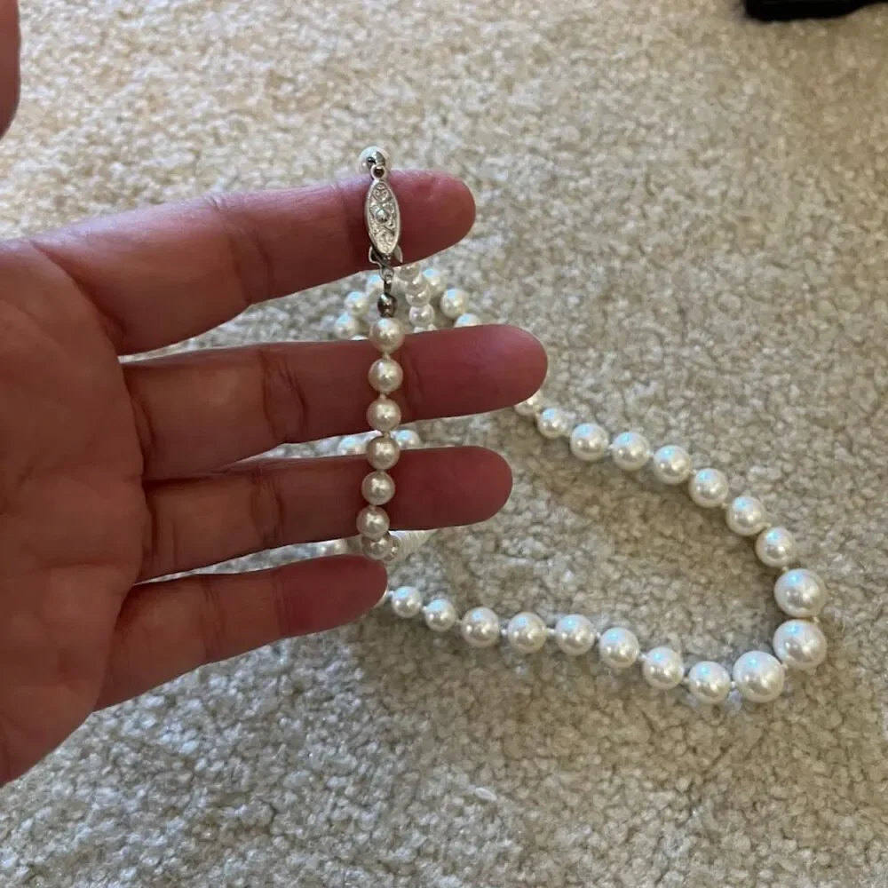 Beaded Long Graduated Faux Pearl Wedding Bridal Necklace